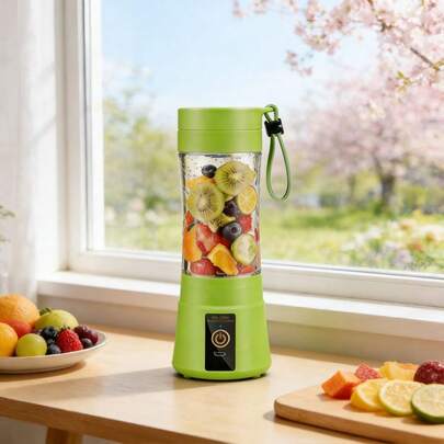 12.85 Oz Rechargeable Portable Mixing Cup,Electric USB Juice Blender Mini Mixer, Suitable For Shakes And Smoothies, Juice, 380ml,Perfect For Blending, Green