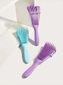 Detangling Brush Black Natural Hair, Detangler Brush Curly Hair Afro 3/4abc Texture, Faster N Easier Detangle Wet Or Dry Hair With No Pain Hair Brush Comb VU87 - Purple (upgraded and Thickened) - View 9