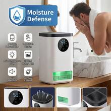 Dehumidifier, Electric Dehumidifier, 1400ml, Quiet Dehumidifiers For Home, Electric Dehumidifier Small With Automatic Shut-Off,  LED Touch Display, RGB Atmosphere Light, Moisture Control - White - View 6