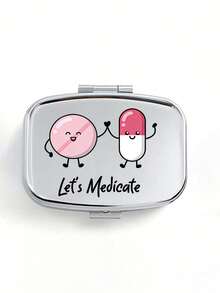 Square Pill Box, Printed With Capsules, Tablets, Letters, Medicine Bottle Patterns, Portable Medicine Storage Compartments, Mini Metal Storage Box, Portable Jewelry And Pill Box, Travel Pill Box, Large Capacity Compartments, Weekly Medication Organizer, Suitable For Daily Medication And Vitamins, Essential For Doctors And Nurses, Emergency Needs, Travel, Hiking Emergency Rescue, Personalized Creative Gift With Cartoon Logo, Only Empty Box - Multicolor - View 14