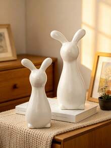 1 pieza Decoración de Pascua con forma de conejo, diseño creativo, artesanía de cerámica exquisita, estilo minimalista, adecuado para escritorio, oficina, estantería, mesa de noche, sala de estar, decoración festiva, una opción de regalo ideal - Multicolor - Ver 8