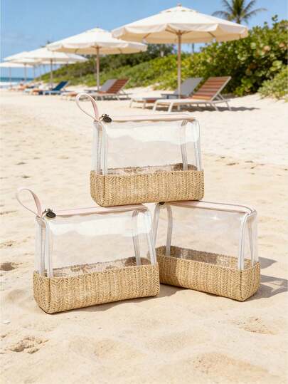 New Arrival Transparent Cosmetic Bag, Women's Handheld Toiletry Organizer Toiletries Bag Wash Bag Beach Bag Large Capacity Shower Bag For Women Mothers Day Gift Teacher Gift Cruise Essentials Travel Essential