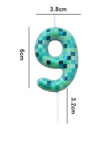 Minecraft 1支我的世界主题数字0-9生日蜡烛，创意派对绿色印花蜡烛 - 彩色 - 查看 16