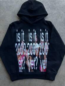 Y2K Men's Hoodie Vintage Street Dark Hip Hop High Street Print Zip Hoodie Loose Sweatshirt - XJ5 - 查看 1