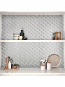 银色方格自粘墙纸，耐热防油铝箔接触纸，防水不锈钢材质，适用于厨房台面、防溅板、电器架衬垫 - 方格鋁箔 - 查看 6