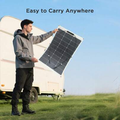 50W Flexible Solar Panel ,ETFE Monocrystalline For Battery Charging, Semi-Flexible Bendable ETFE Monocrystalline Lightweight With MC4 And 3FT Cable For RV Marine Boat Camper Van Trailer Car Uneven Surface Off-Grid Power