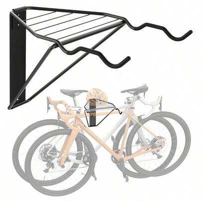 Wall Mounted Horizontal Bike Rack, Foldable Space Saving Bicycle Storage Solution For 2 Bikes, Indoor Bike Storage For Garage