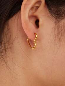OBOVAY 4 Pairs Women's & Men's Classic Smooth Copper Hoop Earrings, Small Hoop Earrings Set, Infinity Symbol Earrings - Yellow Gold - View 5