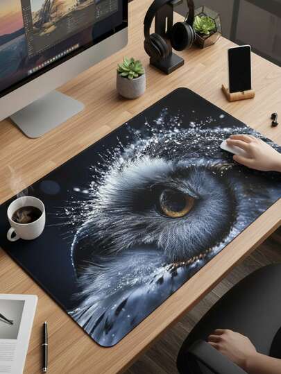 Large Size Waterproof Non-Slip Smooth Cloth Surface Realistic Owl Pattern Mouse Pad, Also Suitable As Keyboard Pad, Desk Mat Or Book Stand, Suitable For Gamers, Office And Dorm Use, Compatible With Mouse And Trackball, Great Gift For Gamers
