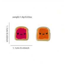 Sliced Bread Earrings Enamel Daily Jewelry Ear Stud Gift For Friends Fashion Refinement - Multicolor - View 2
