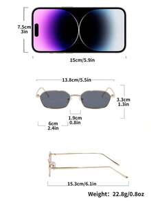 1 Pair Polygon Small Frame Stainless Steel Retro Stylish Versatile Street Photo Metal Glasses, High Quality Fashion Back To School Fashionable Preppy School Look2026 - 黑色 - 查看 9