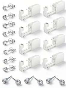 5PCS-17PCS Ear Piercing Kit Disposable Self Piercing Gun With 3mm Silver Earring Studs Home Use Ear Piercing Tool - Multicolor - View 8