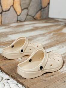 Sandalias de moda casual con suela gruesa, cómodas y transpirables, con diseño calado, con tacón ajustable, adecuadas para interiores, exteriores, playa y jardín - Blanco - Ver 6