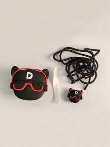 黑色狗狗元素硅胶4件套时尚眼镜狗防摔充电器保护套，适用于20W英规快充线，模压充电器保护壳，透明保护套防止弯折，妇女节礼物 - 彩色 - 查看 3