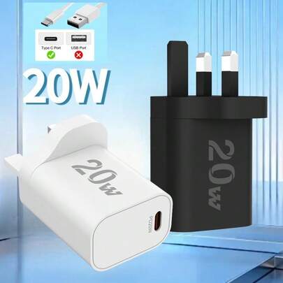 محول شاحن سريع USB-C 20 واط، قابس شاحن حائط للسفر من النوع C، متوافق مع أجهزة آيفون 13/12/11 برو ماكس/XS/XR/X/8 بلس، موتورولا وأجهزة أخرى، يدعم PPS 20 واط