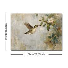 1幅带框/不带框复古蜂鸟春季植物帆布海报，古董鸟类风景乡村风格墙面艺术印刷品，农舍田园风装饰复古画，适用于公寓、客厅、卧室、现代家居装饰 - A - 查看 10