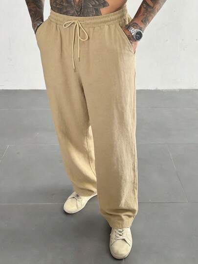 男士纯色抽绳腰休闲百搭日常裤