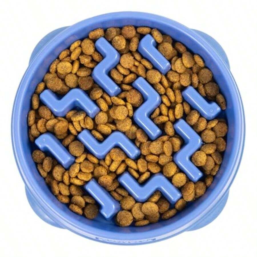 Fun Feeder Slo Bowl Medium 2‑Cup Capacity Slow Feeding Small To Medium Dogs And S N-Slip Blue Tch Pattern - Màu xanh lam - Xem 1