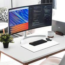 Large Gaming Mouse Pad With Stitched Edges, Minimalist Topographic Map Desk Mat, Extended XL Mousepad With Anti-Slip Base, Cool Desk Pad Professional Large Mouse Pad & Computer Game Mouse Mat (15.75*35.43In ,90*40Cm ) - White(Rubber) - View 4