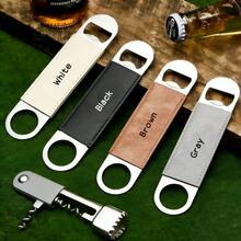 Abridor de botellas de acero inoxidable con mango de cuero y foto personalizada, regalo para el Día del Padre, cumpleaños o padrinos de boda - Multicolor - Ver 7