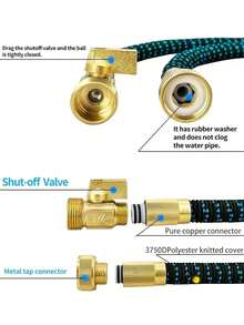 美国标准伸缩式花园软管，带可调节高压喷嘴，适用于洗车和浇水 - B - 查看 6
