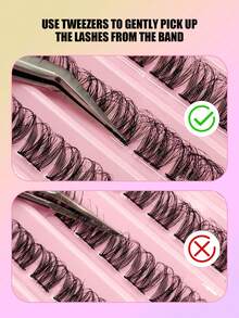 Asiteo 120片D型卷翘假睫毛簇，PBT材质/轻盈，DIY睫毛嫁接，0.03mm超细睫毛带，自然逼真，适合居家DIY，睫毛簇，单根假睫毛，假睫毛，假睫毛 - 黑色 - 查看 3