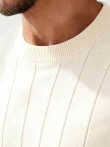 Áo len nam tay ngắn cổ tròn dệt gân mùa hè GRDR - Màu be - Xem 4