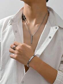 3pcs Set Minimalist Elegant Necklace, Ring, Bracelet Jewelry Set, Birthday Gift, Date Wear - Multicolor - View 8