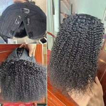 Afro Kinky Curly V Part Wig Human Hair For Women 200% Density Kinky Curly Human Hair Wigs Upgrade U Part Wig V Shape Human Hair Wig Glueless Virgin Hair Minimal Leave Out  10-26 Inch - 黑色 - 查看 7