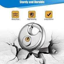 1pc 60mm Stainless Steel Heavy Duty Round Key Lock, Solid Brass Core Round Padlock, Waterproof Outdoor Gym Security Door Lock, Anti-Theft Tool, Round Disc Padlock With Key - Round Lock - View 8