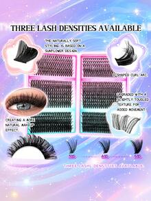 800pcs Eyelash Extension Set, D Curl 30D/40D/50D Mixed Length 9-16mm, Natural Thick Dramatic Style, High Volume Long Lasting False Eyelashes, Suitable For Beginners Daily And Party Use - Black - View 7