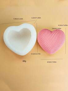 1pc 3-Inch Grid Heart Shaped Silicone Candle Mold, DIY Grid Heart Shaped Scented Candle Silicone Mold, Valentine's Day Heart Shaped Silicone Mold - White - View 2