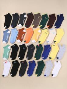 20双儿童船袜，儿童运动袜，条纹袜身，心形和螺旋字母图案，适合日常穿着，适合1-16岁男孩女孩，透气柔软舒适，是送给孩子的绝佳生日礼物 - 彩色 - 查看 7