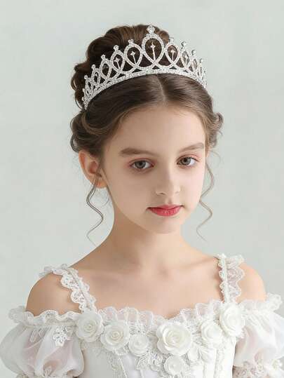 1PC Girl's Birthday Crown, Bridal Party Rhinestone Hair Accessory, Birthday Headband, Alloy Crown