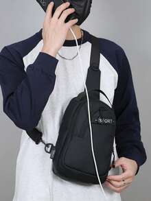 新款男士多功能时尚胸包，旅行运动单肩斜挎胸包，轻便小背包街头风手机包，大腿包 - 彩色 - 查看 1