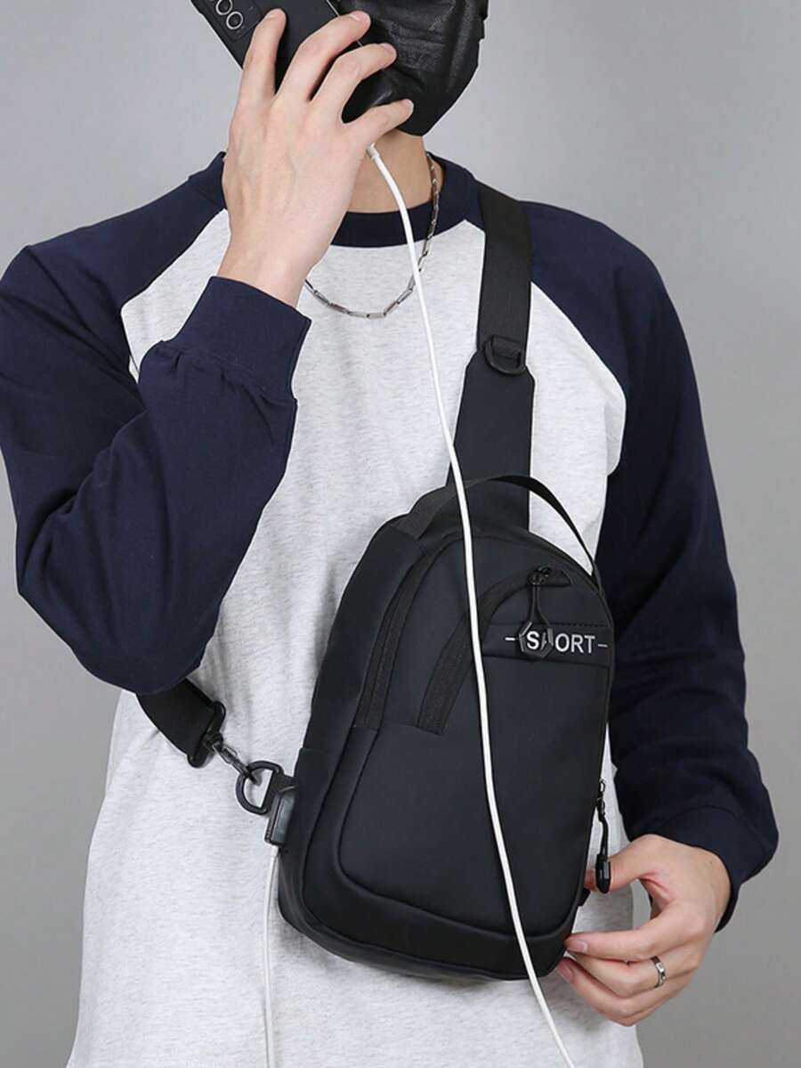 新款男士多功能时尚胸包，旅行运动单肩斜挎胸包，轻便小背包街头风手机包，大腿包 - 彩色 - 查看 1