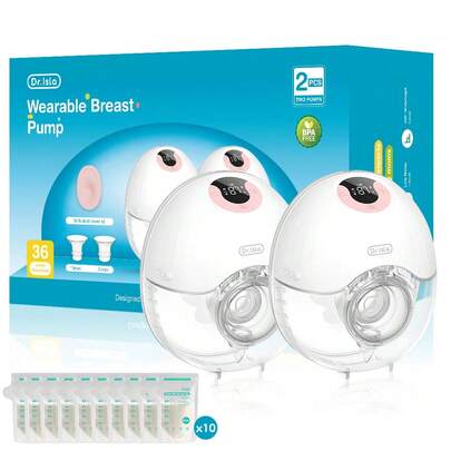 MAMIJOY 2pcs 210ml Wearable Electric Breast Pump, 4 Modes, Variable Frequency, 36 Settings Per Mode, Low Noise Anti-Leakage Design, Comes With 10pcs Milk Storage Bags