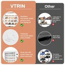 VTRIN - Zapatera a con cubia organizador de zapatos de 10 nive para 50-55 pares de zapatos y botas estante de zapatos de gran capacidad con 8 bolsillos para clóset entrada cocera blanco - 10 niveles - Ver 7