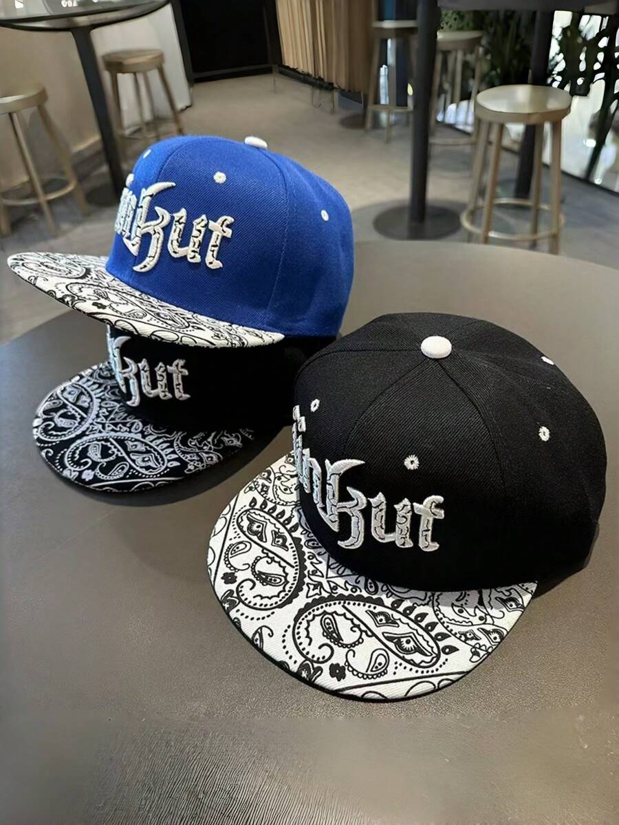 1pc Embroidered Letter Flat-Brim Cap, Suitable For Spring, Autumn, Street Dance, Hip-Hop, Teenagers, Students, Baseball Cap, Summer, Unisex, Versatile, Sun Hat