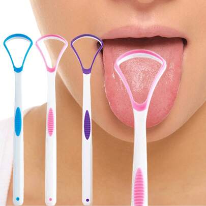 3pcs/1pc This Tongue Cleaner Is Designed To Effectively Remove Bacteria, Food Residues And Odor-Causing Substances From The Tongue Surface. As Shown In The Comparison Image, It Can Clean The Dirty Tongue To Be Clean And Healthy, Significantly Improving Oral Health And Reducing Bad Breath.