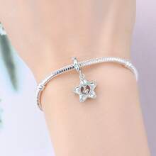 CYMYSS 1pc Fashionable Star Pendant, 925 Silver Plated With Embedded Artificial Zirconia, Delicate Blue & White Zirconia Accents, Star Charm Pendant, Gift For Women, Valentine's Day/Birthday - Multicolor - View 5