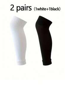 1/2/5双装 男士运动足球护腿套 - 黑與白 - 查看 9