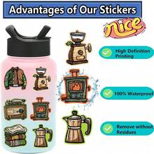 50张户外露营装备卡通涂鸦贴纸 DIY手机吉他笔记本电脑行李箱防水贴纸剪贴簿用品文具趣味贴纸 Kindle - 1 Set - 查看 2