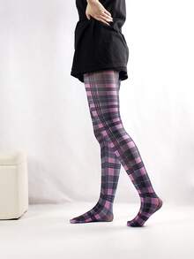 1 Pair Women's Colorful Plaid Print Pantyhose - Multicolor - View 13