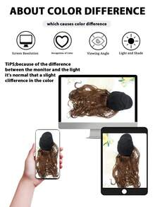 24英寸长卷发假发，棒球帽款式，一体式高温合成纤维可调节女士假发，适合万圣节、音乐节、派对等场合。 - 彩色 - 查看 7