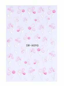 3D粉色银色花瓣美甲贴纸2片装 简约优雅金属叶子花朵 春夏花卉印花设计 DIY Y2K全息自粘贴纸 滑动式美甲装饰 美甲用品 - 彩色 - 查看 3