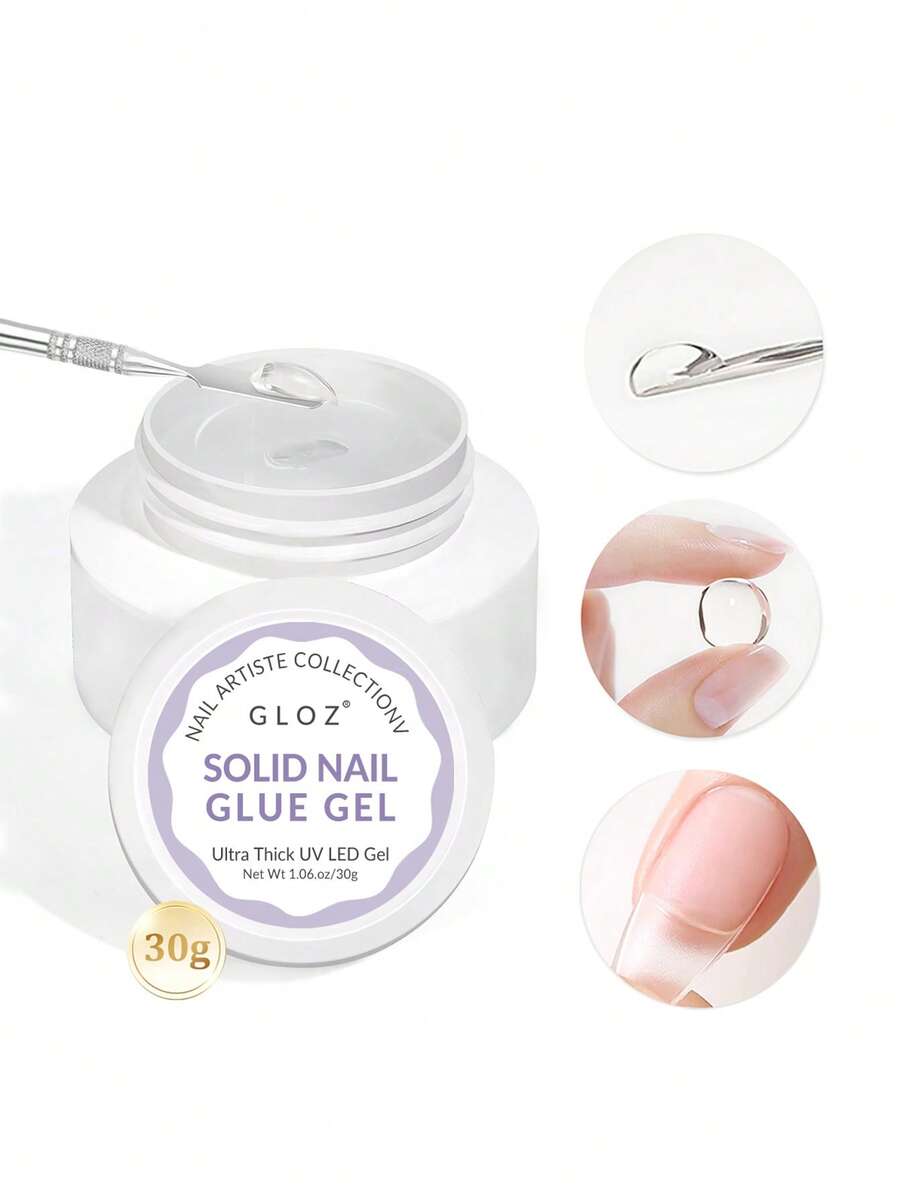 GLOZ 30g Solid Nail Glue: Super Strong Adhesive Suitable For Nail Tips And False Nails, Long-Lasting And Powerful Bonding, Suitable For Nail Salons And Home UV Cured 3D Nail Art - 1 Set - View 1