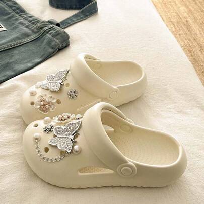 Summer Sweet & Fresh Hollow Slip-On Sandals, Women's Outdoor Travel Soft Bottom Comfortable Casual Versatile EVA Clogs