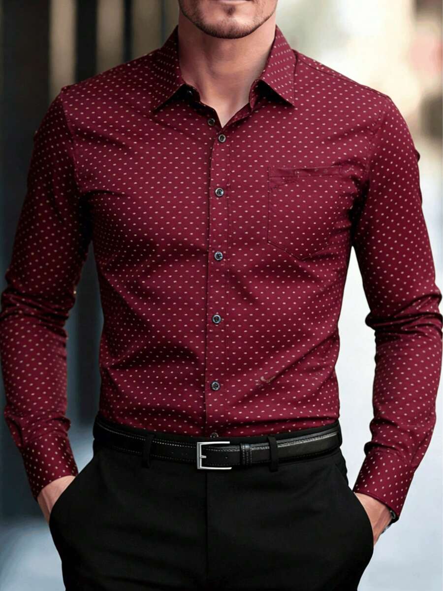 Men's Shirts, Casual And Business. - Red - View 1