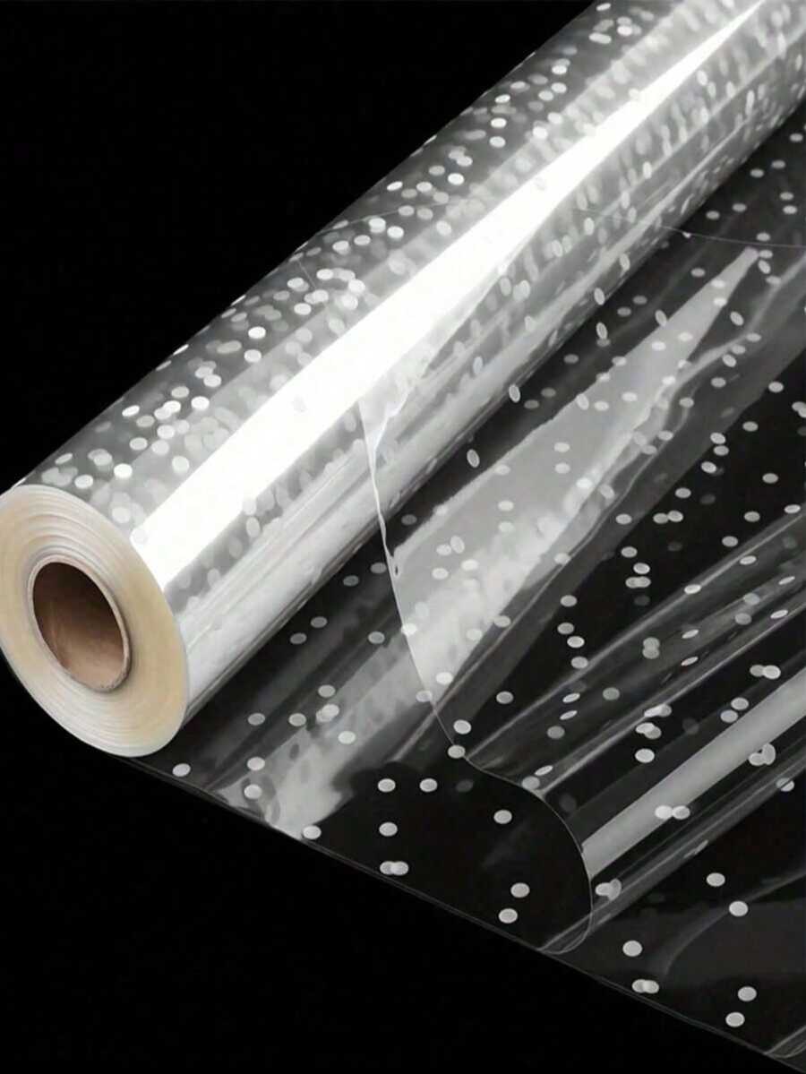 1卷白色点状图案透明玻璃纸，长度6/10/30米，1卷加宽透明玻璃纸包装卷，加厚透明礼品篮包装膜 - 适用于包装面包、糖果、月饼、零食、礼品 - 查看 1